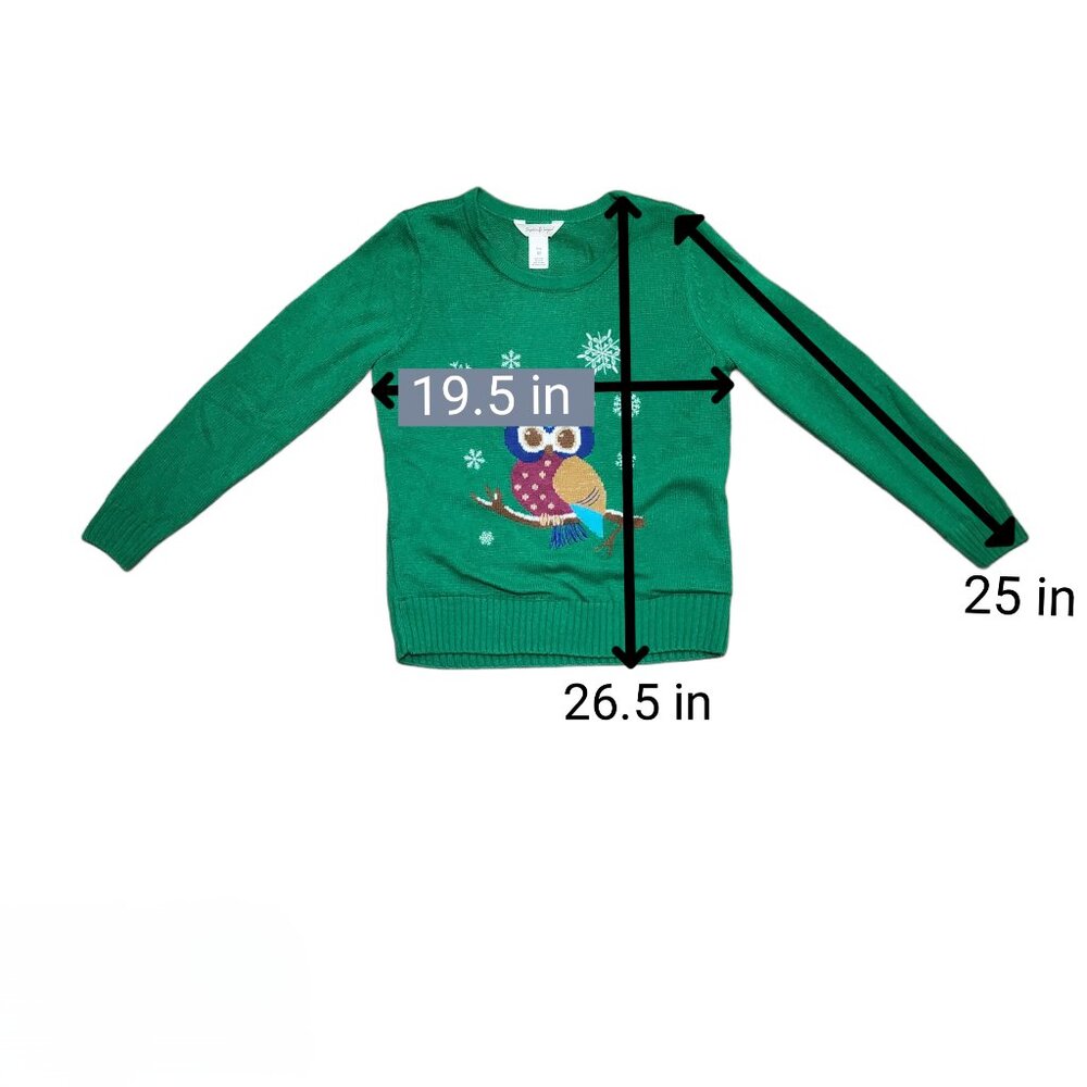 Green Knitted Owl Ugly Sweater Sz Med - Picture 9 of 9